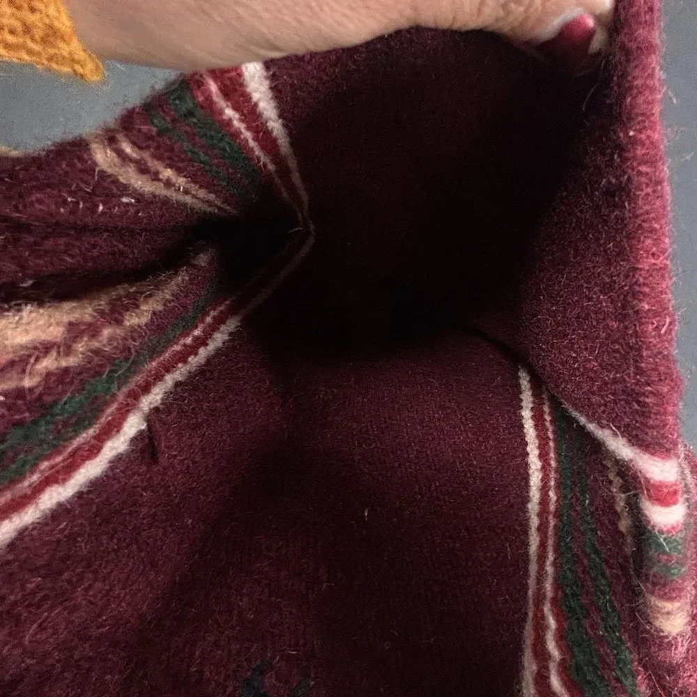 Aztec Wool Blanket Tapestry Crossbody Messenger Bag Purse Boho Festival Rope EUC